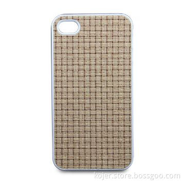 Crystal Case for Apple's iPhone 4, Made of PC and PU Materials with Straw Mat Vein PU Skin